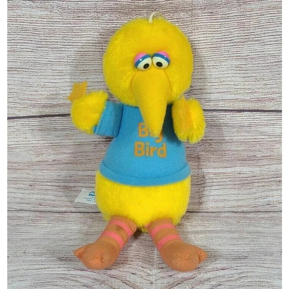 Vintage Playskool Sesame Street Plush Big Bird Stuffed Animal Yellow 9" 1982